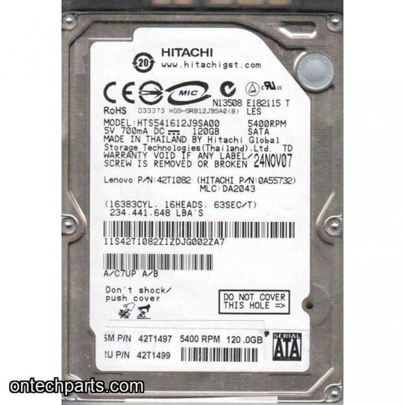 Hitachi 120GB HTS541612J9SA00 5400RPM SATA 2.5" Laptop HDD Hard Disk Drive