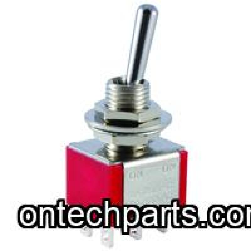 NTE54-310E SWITCH TOGGLE MINIATURE BAT HANDLE DPDT 5A 120VAC ON-OFF-(ON) EPOXY SEALED SOLDER TERMINALS