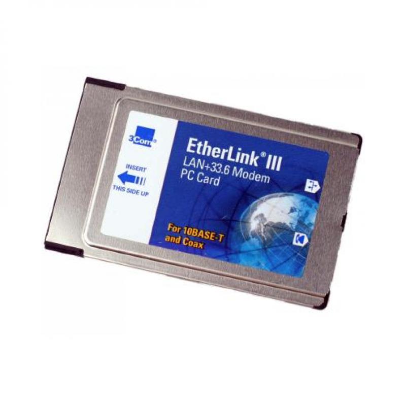 3com EtherLink III LAN PC Card 33.6 Modem 10BASE-T and Coax 3C562D 3C563D